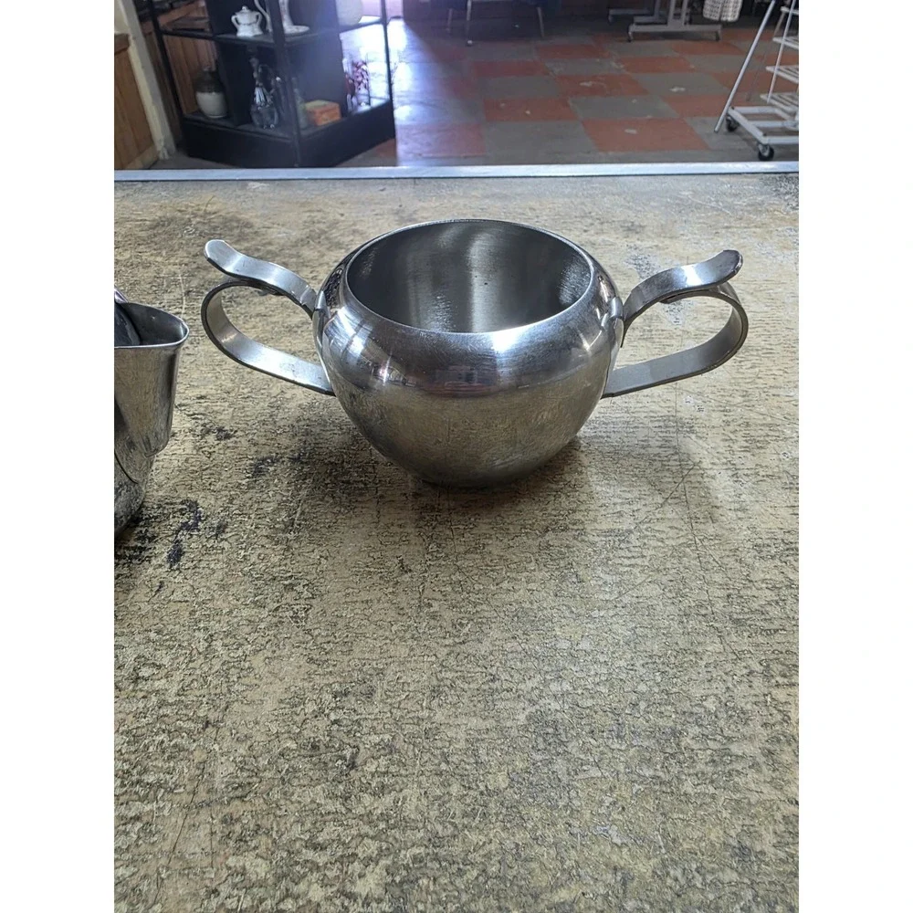 18-8 Stainless Steel Coffee Creamer And Sugar Dish Set